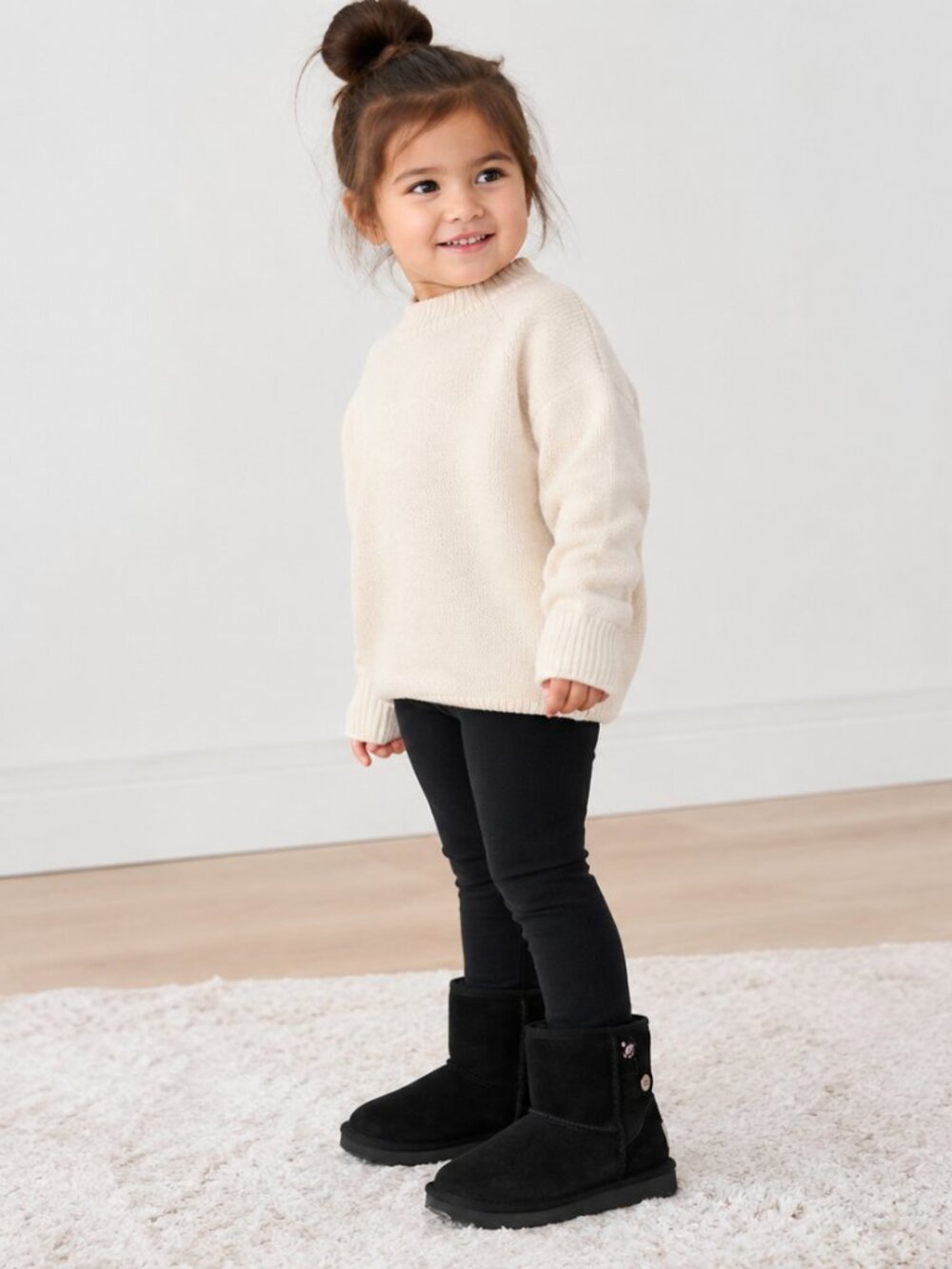 UGG Jona Mini Boot Black Kids Size 10 Toddler EU 27.5 Winter Boots